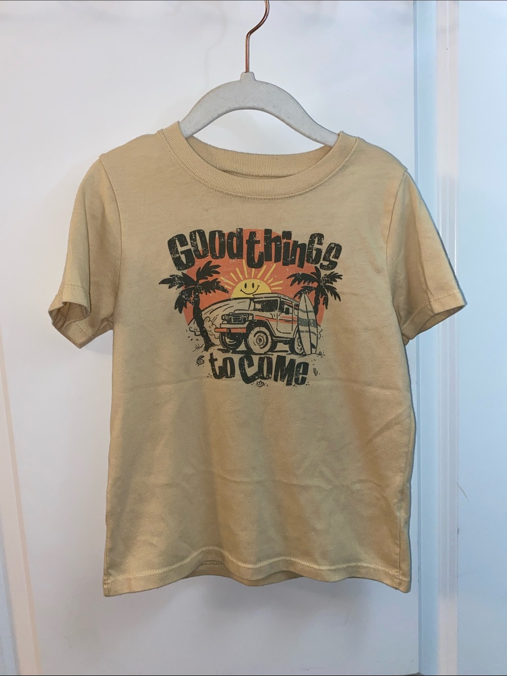 Garanimals Cream Graphic Tee with Surf Sunset Print